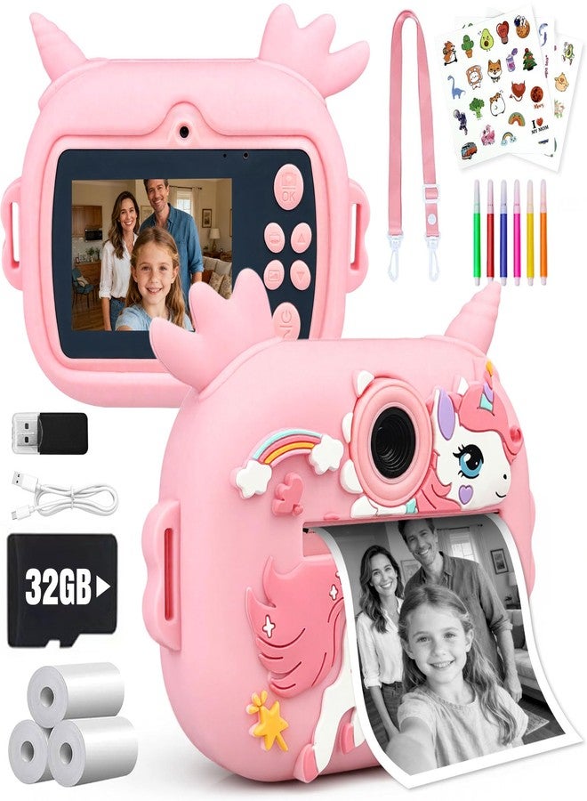 Torlaist Kids Camera Instant Print, 1080P Kids Instant Cameras with Photo Printing and Fun Learning, Christmas Stuffers Birthday Gifts for Girls Age 3-12, Portable Toy for 3 4 5 6 7 8 9 10 Girls Boys, Pink - Image 1